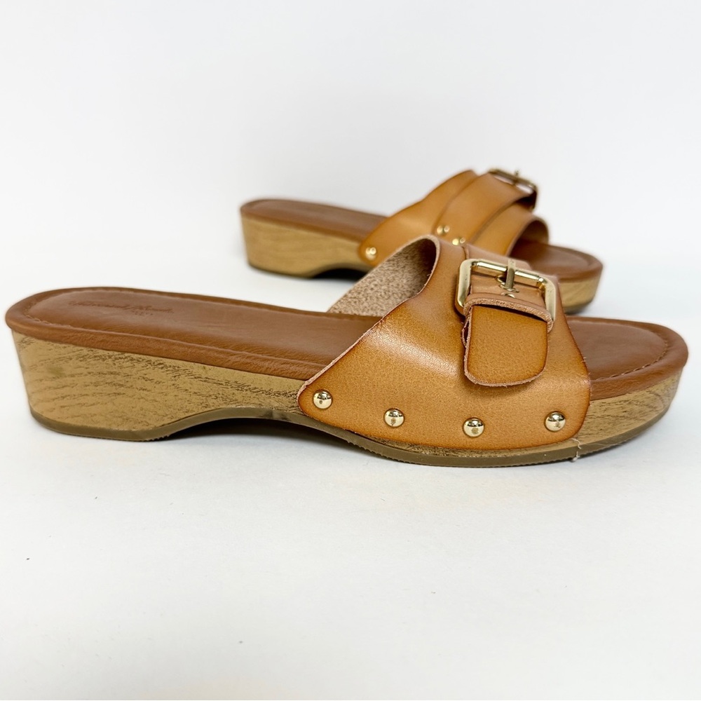 Universal Thread Clogs Strappy Buckle Slides Brow… - image 1